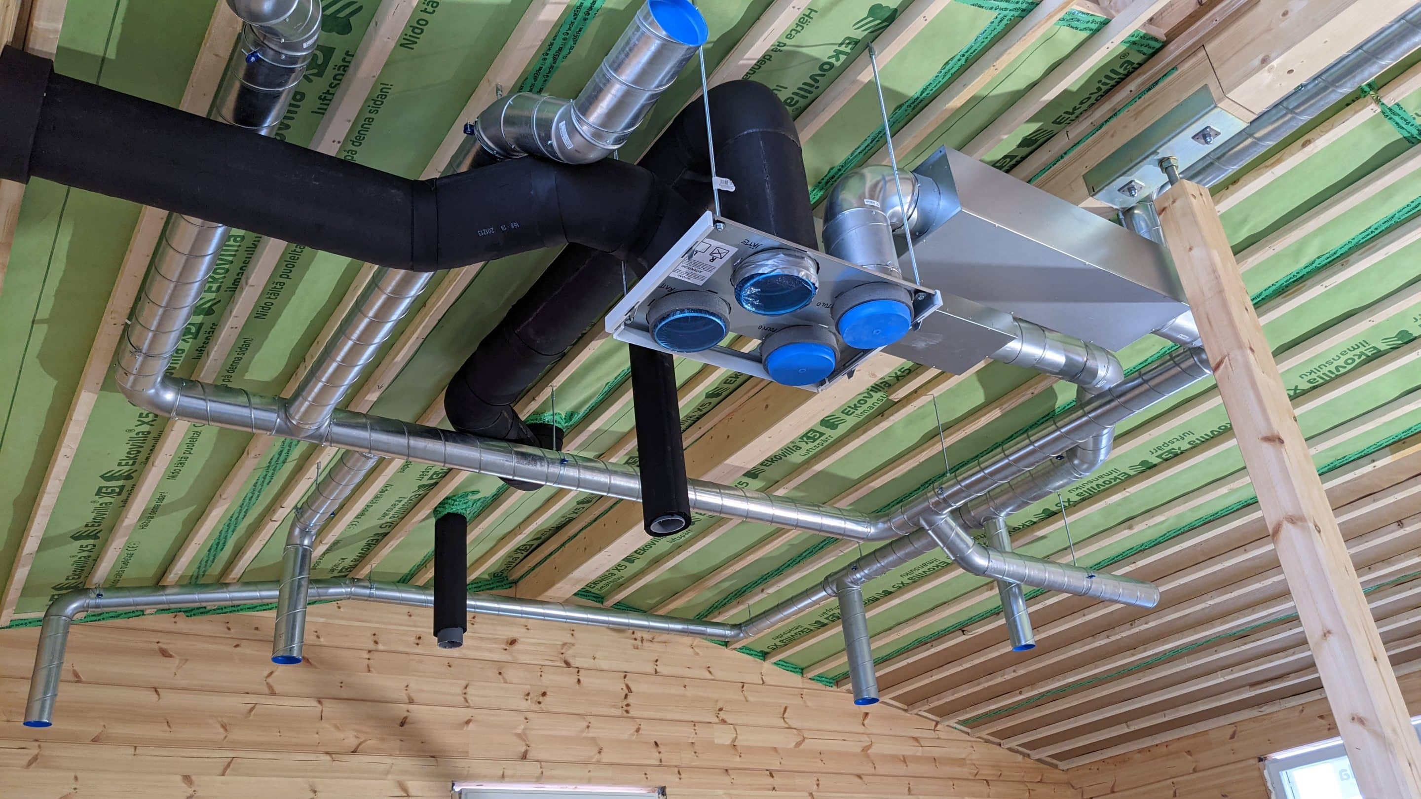 Omakotitalo, ilmanvaihtojärjestelmä.